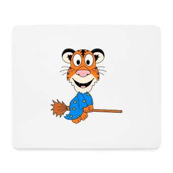 TIGER - HEXE - HEXENBESEN - TIER - KIND - BABY - Mousepad (Querformat) - Weiß - Vorne