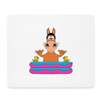 PFERD - PONY - POOL - PLANSCHBECKEN - TIER - FUN - Mousepad (Querformat) - Weiß - Vorne