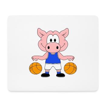 BASKETBALL - SCHWEIN - TIER - KIND - BABY - SPORT - Mousepad (Querformat) - Weiß - Vorne