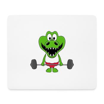 KROKODIL - GEWICHTHEBER - BODYBUILDING - FITNESS - Mousepad (Querformat) - Weiß - Vorne