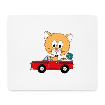 KATZE - AUTO - REISE - URLAUB - FERIEN - TIER - Mousepad (Querformat) - Weiß - Vorne