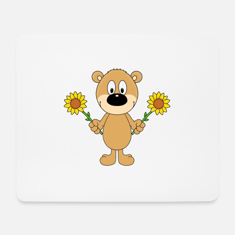 TEDDYBÄR - BÄR - TEDDY - BLUMEN - KIND - BABY - Mousepad (Querformat) - Weiß