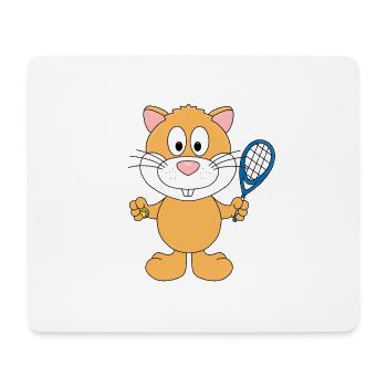 TENNIS - TENNISSPIELER - SPORT - HAMSTER - TIER - Mousepad (Querformat) - Weiß - Vorne