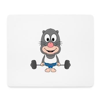 MAULWURF - GEWICHTHEBER - FITNESS - SPORT - TIER - Mousepad (Querformat) - Weiß - Vorne