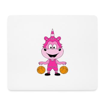 BASKETBALL - EINHORN - SPORT - TIER - KIND - BABY - Mousepad (Querformat) - Weiß - Vorne