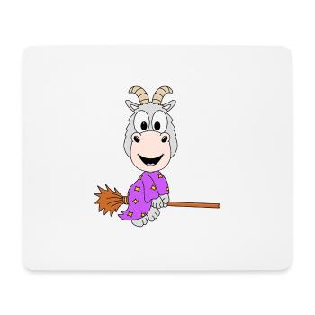 ZIEGE - HEXE - HEXENBESEN - TIER - KIND - BABY - Mousepad (Querformat) - Weiß - Vorne