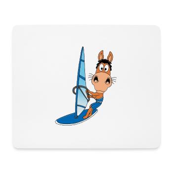 PFERD - WINDSURFER - SURFER - WASSERSPORT - TIER - Mousepad (Querformat) - Weiß - Vorne