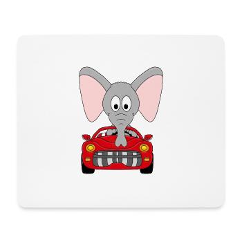 ELEFANT - AUTO - AUTOMOBIL - AUTOFAHRER - TIER - Mousepad (Querformat) - Weiß - Vorne