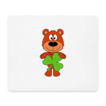 TEDDY - BÄR - TEDDYBÄR - KLEE - KLEEBLATT - Mousepad (Querformat) - Weiß - Vorne