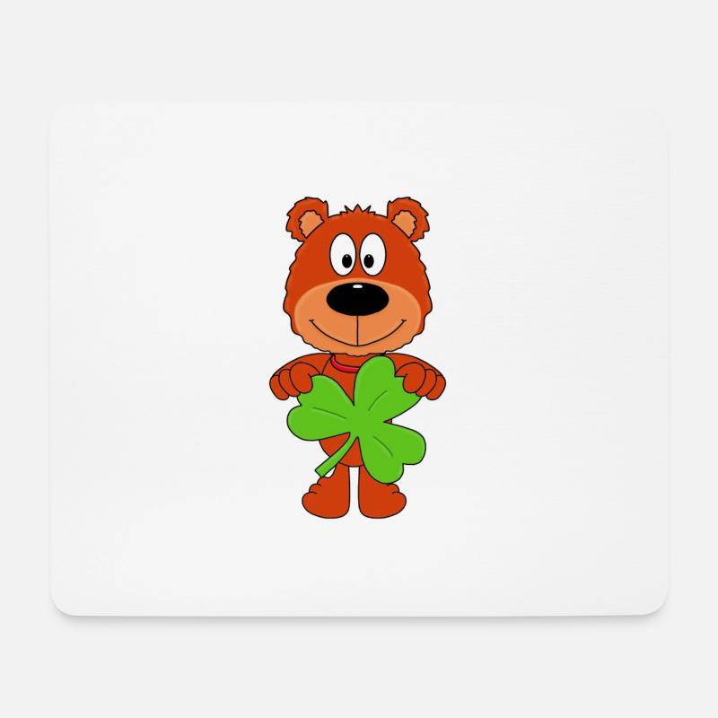 TEDDY - BÄR - TEDDYBÄR - KLEE - KLEEBLATT - Mousepad (Querformat) - Weiß