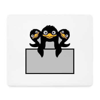 3 pingouins derrière le bouclier - Tapis de souris (format paysage) - blanc - Devant