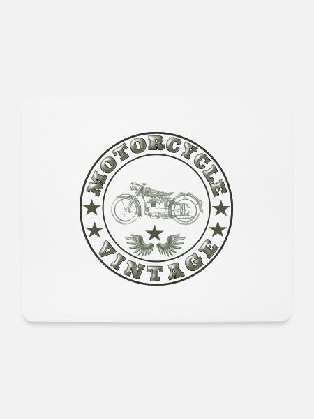 Vintage Motorrad / Zeichnung - Mousepad (Querformat) - Weiß