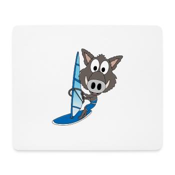 WINDSURFER - WILDSCHWEIN - WASSERSPORT - TIERISCH - Mousepad (Querformat) - Weiß - Vorne