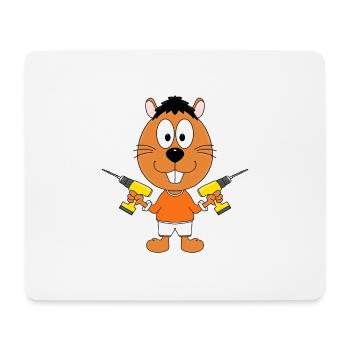 BIBER - HANDWERKER - HEIMWERKER - BOHRER - TIER - Mousepad (Querformat) - Weiß - Vorne