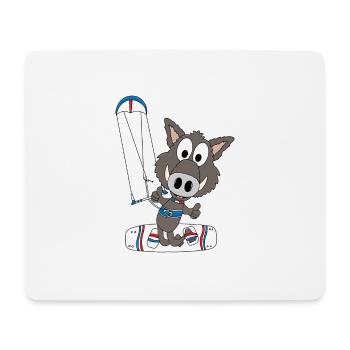 KITESURFER - KITER - KITE - WILDSCHWEIN - TIERISCH - Mousepad (Querformat) - Weiß - Vorne