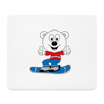 SNOWBOARD - EISBÄR - WINTERSPORT - TIER - Mousepad (Querformat) - Weiß - Vorne