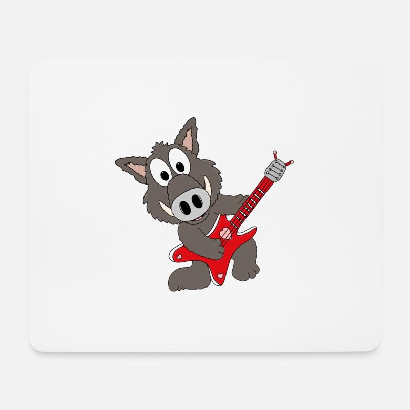 WILDSCHWEIN - GITARRE - MUSIK - TIER - TIERISCH - Mousepad (Querformat) - Weiß