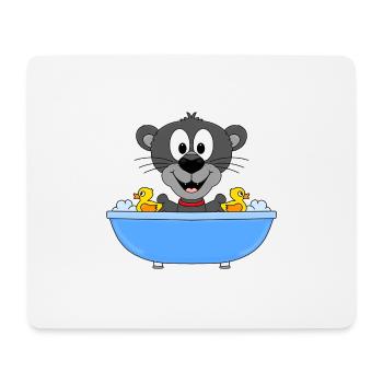 PANTHER - BADEWANNE - TIER - TIERISCH - KINDER - Mousepad (Querformat) - Weiß - Vorne