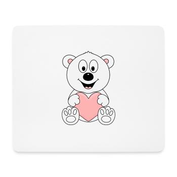 EISBÄR - HERZ - LIEBE - TIER - KINDER - BABY - Mousepad (Querformat) - Weiß - Vorne
