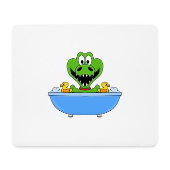 KROKODIL - BADEWANNE - TIER - KINDER - BABY - Mousepad (Querformat) - Weiß - Vorne