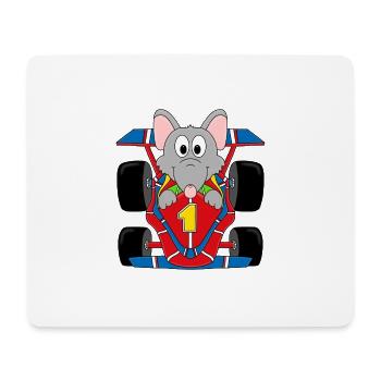 AUTO - RATTE - RENNAUTO - RENNFAHRER - TIERISCH - Mousepad (Querformat) - Weiß - Vorne