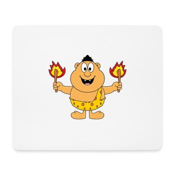 FEUER - STEINZEITMENSCH - MANN - GRILLEN - MENSCH - Mousepad (Querformat) - Weiß - Vorne