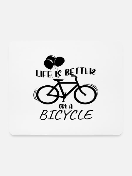 Life is better on a Bicycle - Mousepad (Querformat) - Weiß
