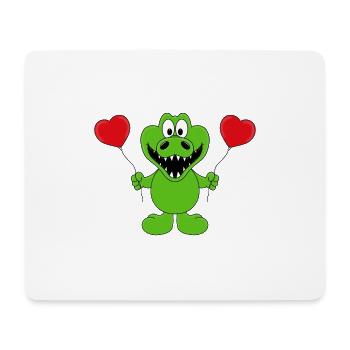 KROKODIL - LUFTBALLONS - LIEBE - LOVE - TIER - Mousepad (Querformat) - Weiß - Vorne