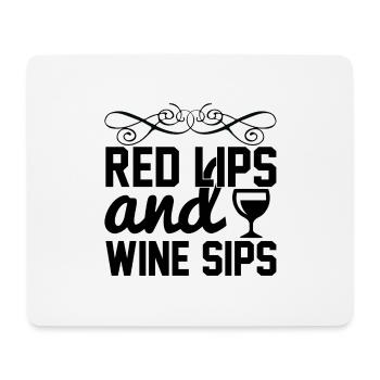 Lèvres rouges et gorgées de vin - Tapis de souris (format paysage) - blanc - Devant