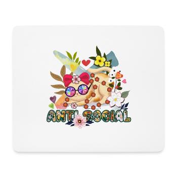 Anti Social Cat mignon Hippie - Tapis de souris (format paysage) - blanc - Devant