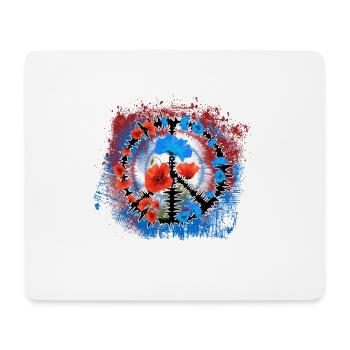 Paix / Coquelicot Signe de paix - Tapis de souris (format paysage) - blanc - Devant