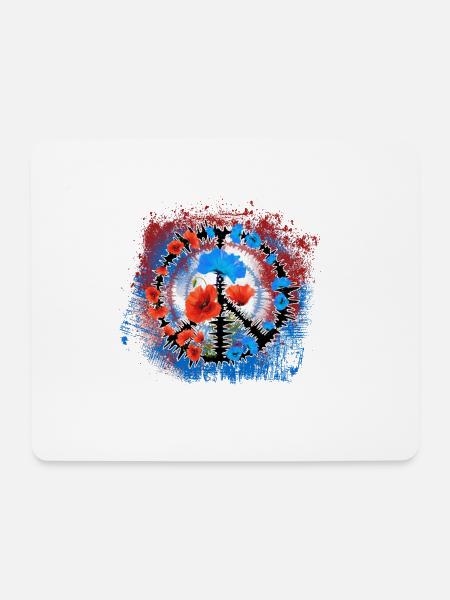 Peace / Mohnblumen Peacezeichen - Mousepad (Querformat) - Weiß