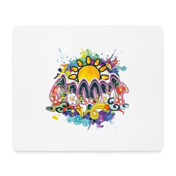 Groovy Hippie Peace Sun - Mousepad (Querformat) - Weiß - Vorne
