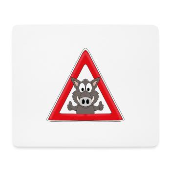 ACHTUNG WILDSCHWEIN - VERKEHRSSCHILD - AUTO - TIER - Mousepad (Querformat) - Weiß - Vorne