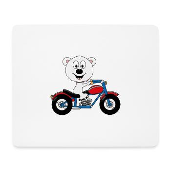 EISBÄR - MOTORRAD - BIKER - MOTORSPORT - TIER - Mousepad (Querformat) - Weiß - Vorne