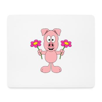 SCHWEIN - BLUMEN - TIER - TIERISCH - LIEBE - LOVE - Mousepad (Querformat) - Weiß - Vorne