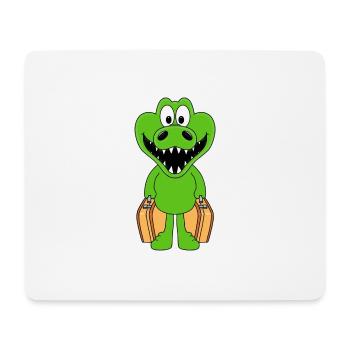 KROKODIL - REISE - KOFFER - URLAUB - FERIEN - TIER - Mousepad (Querformat) - Weiß - Vorne