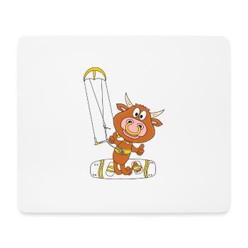 BULLE - KUH - RIND - KITER - KITESURFER - KITE - Mousepad (Querformat) - Weiß - Vorne