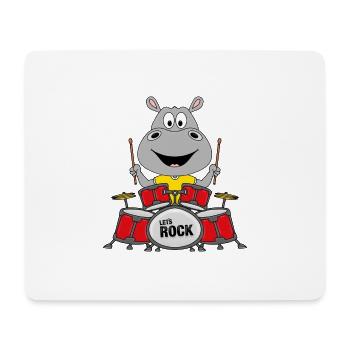 NILPFERD - SCHLAGZEUG - ROCK - BAND - TIER - Mousepad (Querformat) - Weiß - Vorne