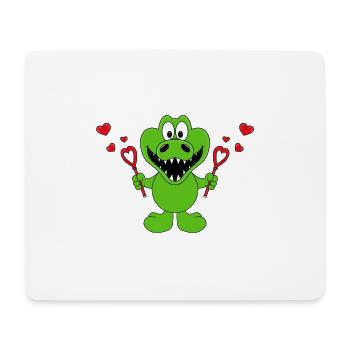 KROKODIL - SEIFENBLASEN - LIEBE - LOVE - TIERISCH - Mousepad (Querformat) - Weiß - Vorne
