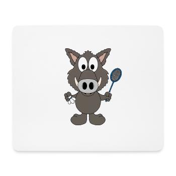 WILDSCHWEIN - FEDERBALL - BADMINTON - SPORT - TIER - Mousepad (Querformat) - Weiß - Vorne