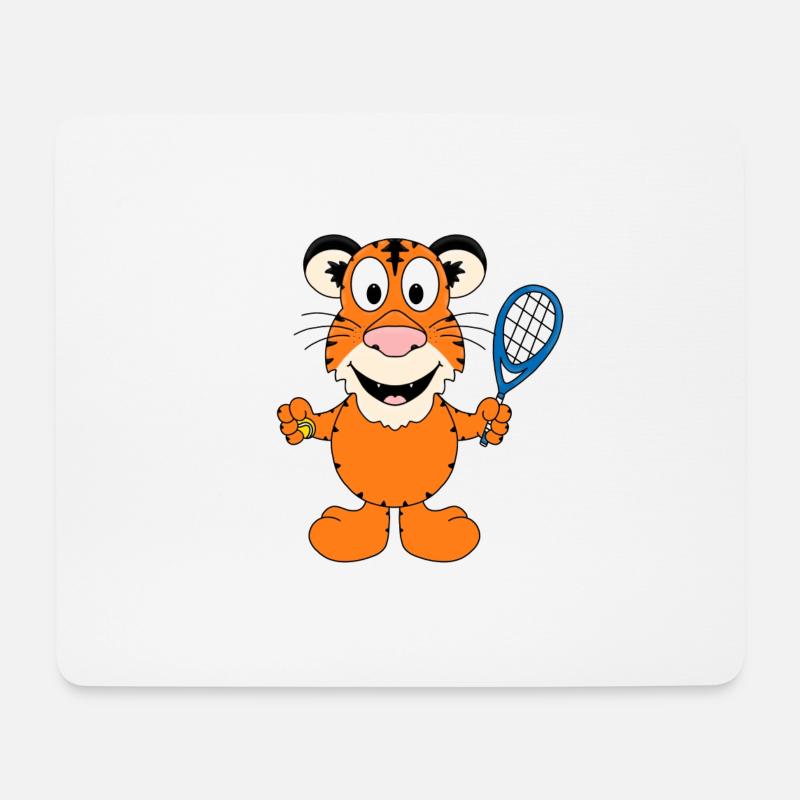 TIGER - TENNIS - SPORT - TIER - TIERISCH - Mousepad (Querformat) - Weiß