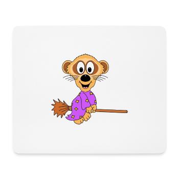 ERDMÄNNCHEN - HEXE - HEXENBESEN - TIERISCH - Mousepad (Querformat) - Weiß - Vorne