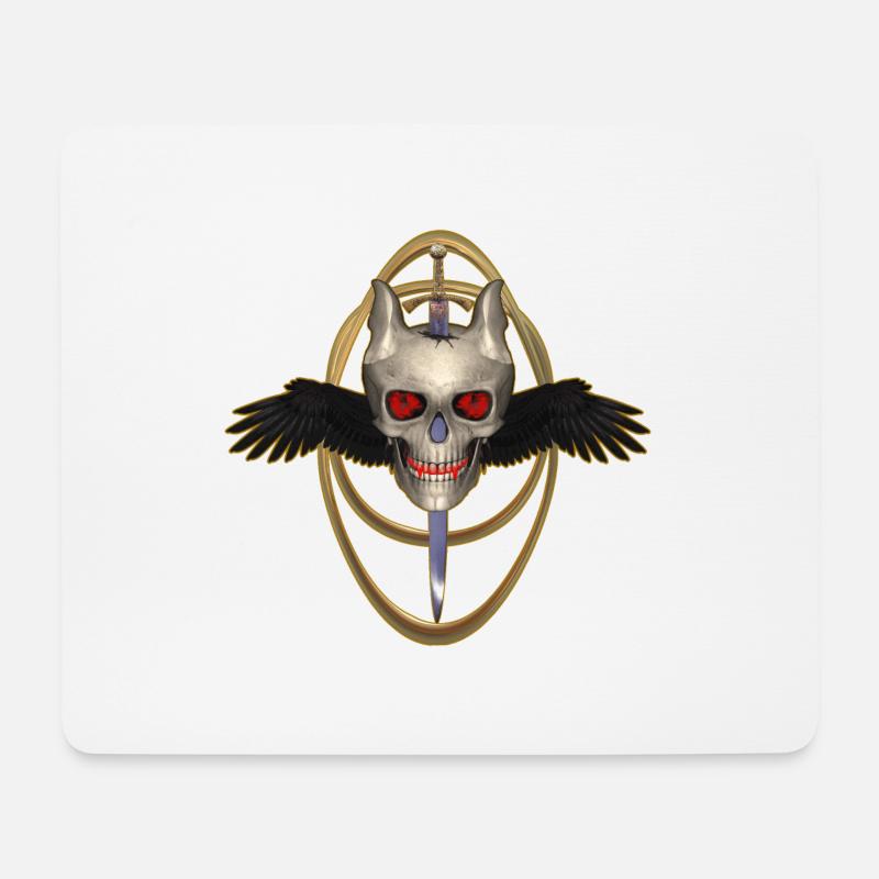 Schädel mit Schwert - Mousepad (Querformat) - Weiß