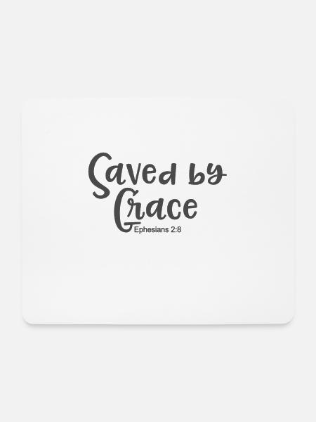 Christliches Design durch Gnade gerettet - Mousepad (Querformat) - Weiß