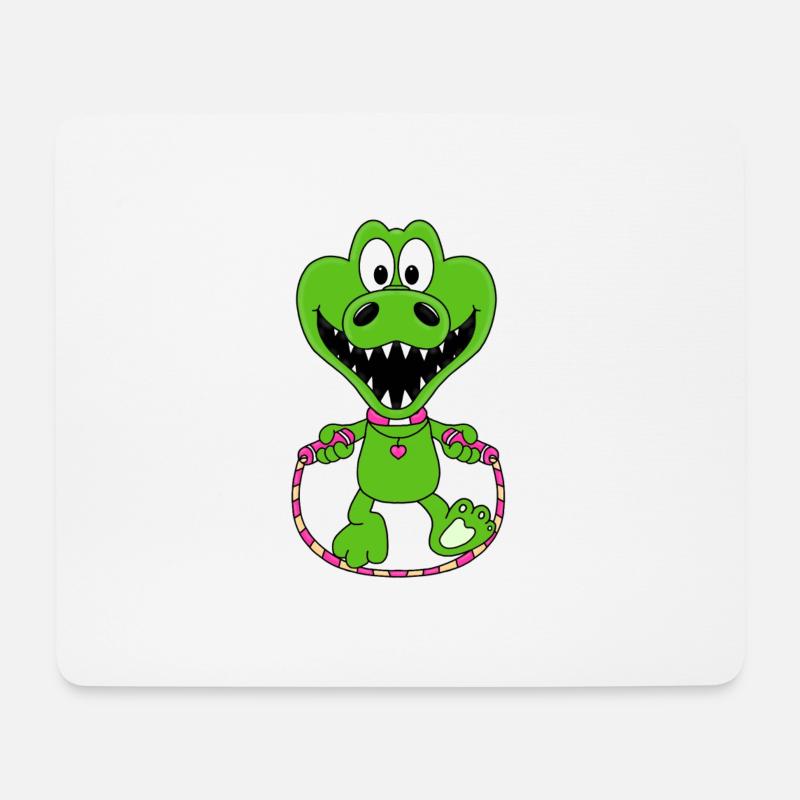 KROKODIL - SEILSPRINGEN - TIER - SPRINGSEIL - Mousepad (Querformat) - Weiß