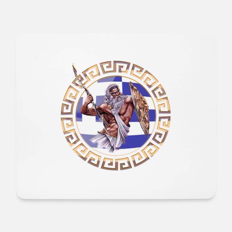 Griechische Flagge Ornament Zeus - Mousepad (Querformat) - Weiß