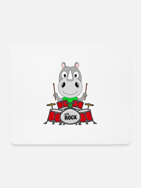 NASHORN - SCHLAGZEUG - MUSIK - TIERISCH - Mousepad (Querformat) - Weiß