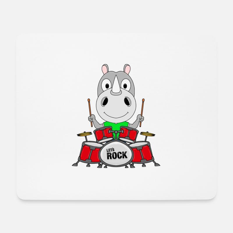 NASHORN - SCHLAGZEUG - MUSIK - TIERISCH - Mousepad (Querformat) - Weiß