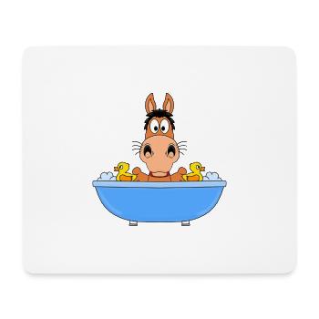PFERD - PONY - BADEWANNE - BADEN - TIERISCH - Mousepad (Querformat) - Weiß - Vorne